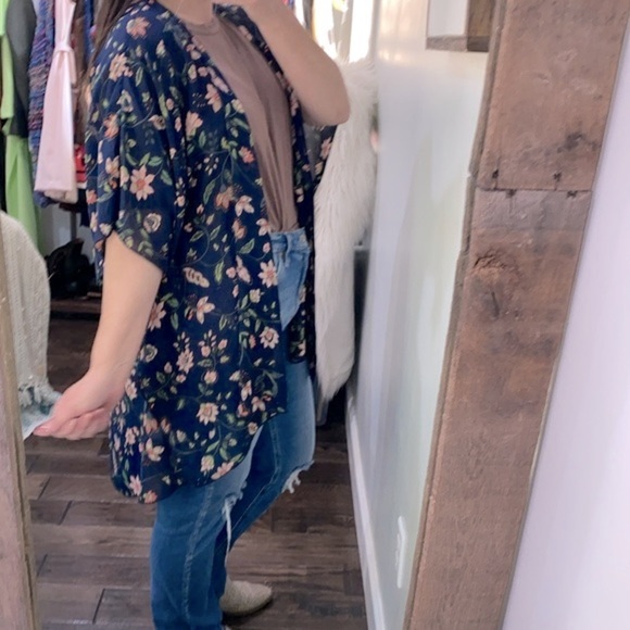 Market & Spruce blue floral kimono size XLarge - Picture 2 of 7